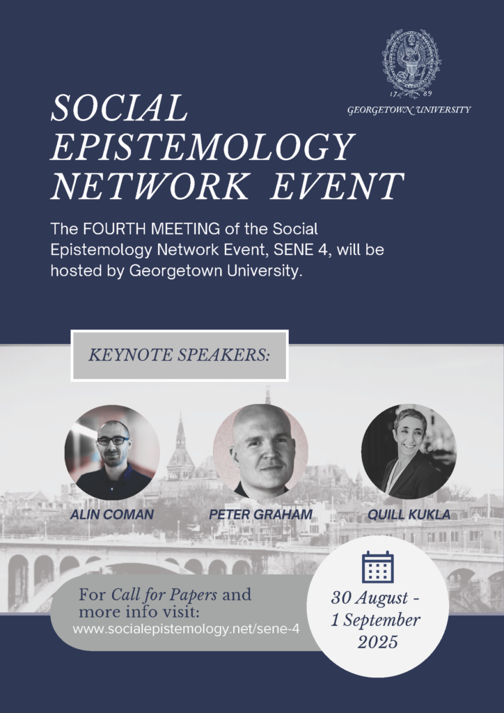 Social Epistemology Network Event flyer: August 30th - Sept. 1 2025